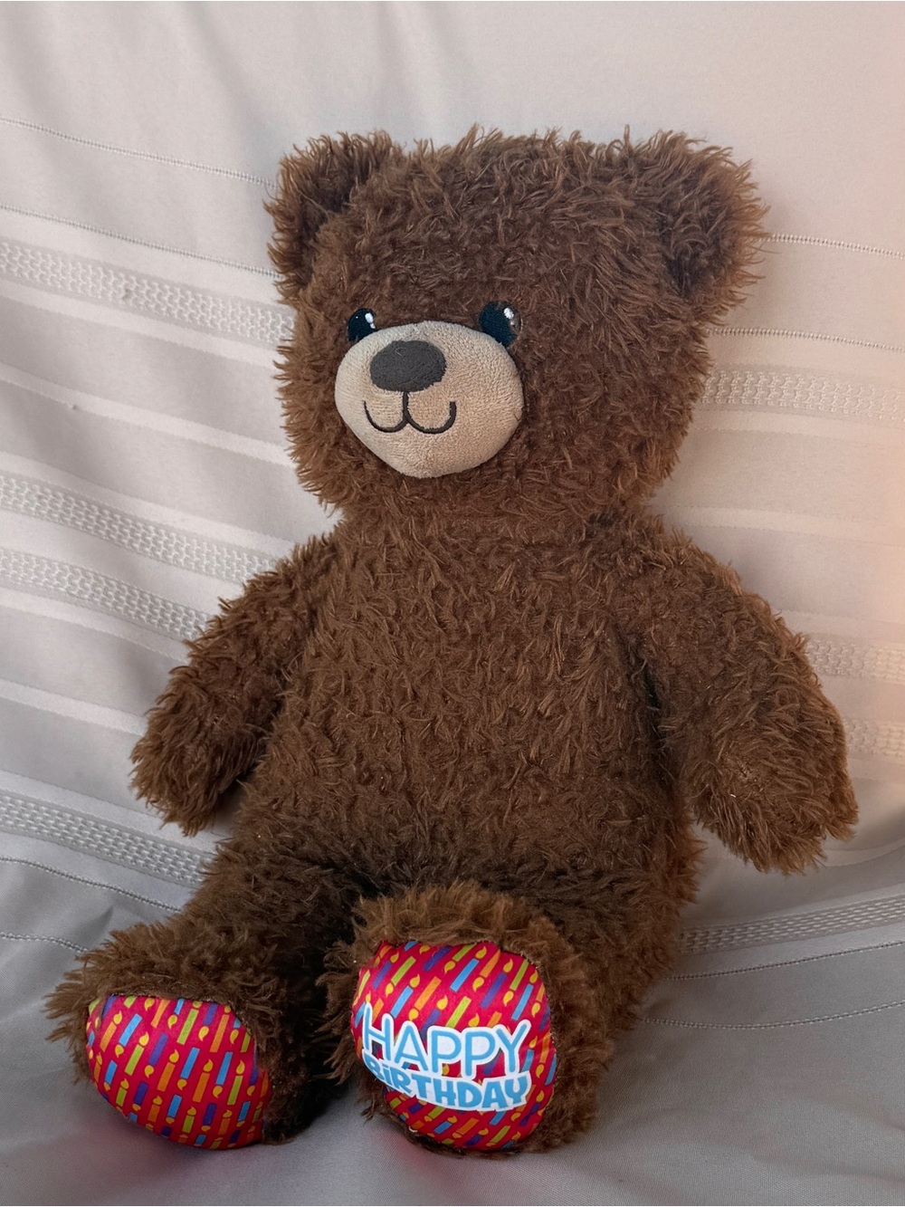 Dark Brown Fuzzy Birthday Build-A-Bear with Red Candle Feet